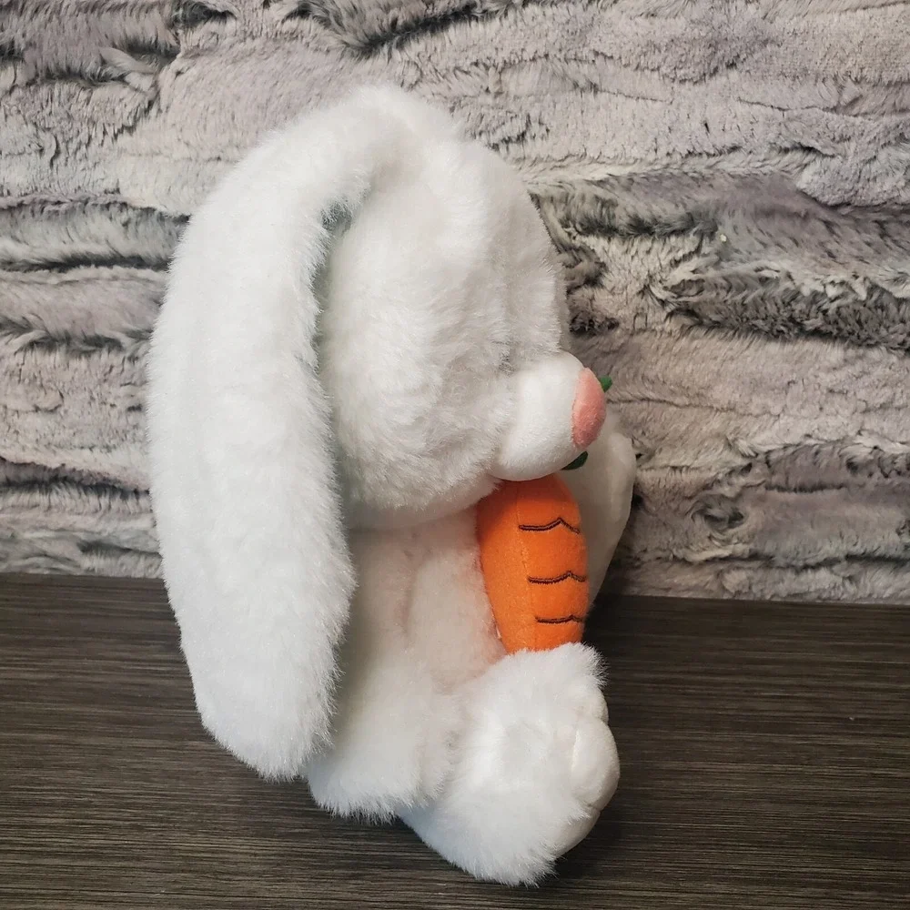 White Easter Bunny Plush Nibbles w/ Carrot‎ Polka Dot Ears American Greetings 8